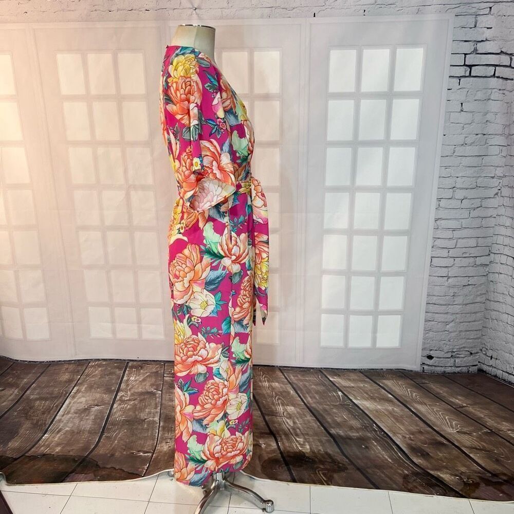 Farm Rio Anthropologie Eulalie pink floral Wide-Leg Jumpsuit size XS - Picture 7 of 13